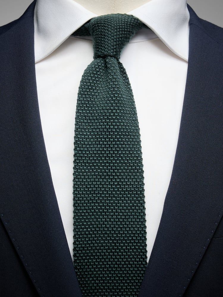 Cravate Homme En Tricot Rayée - Cravate Décontractée - Pour Mariage, Bureau Ou Sortie - Vert Foncé