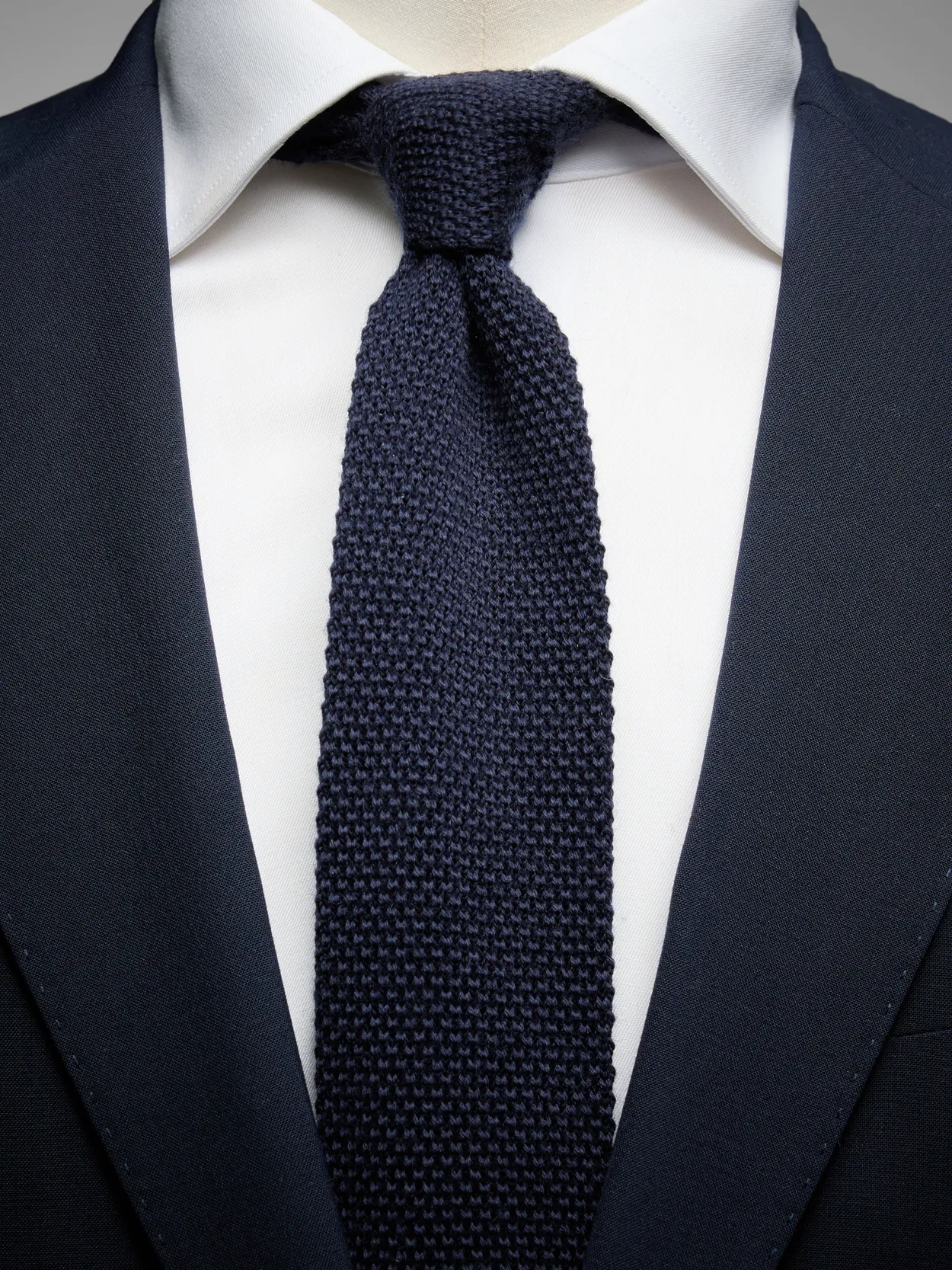 Navy Blue Wool Knitted Tie