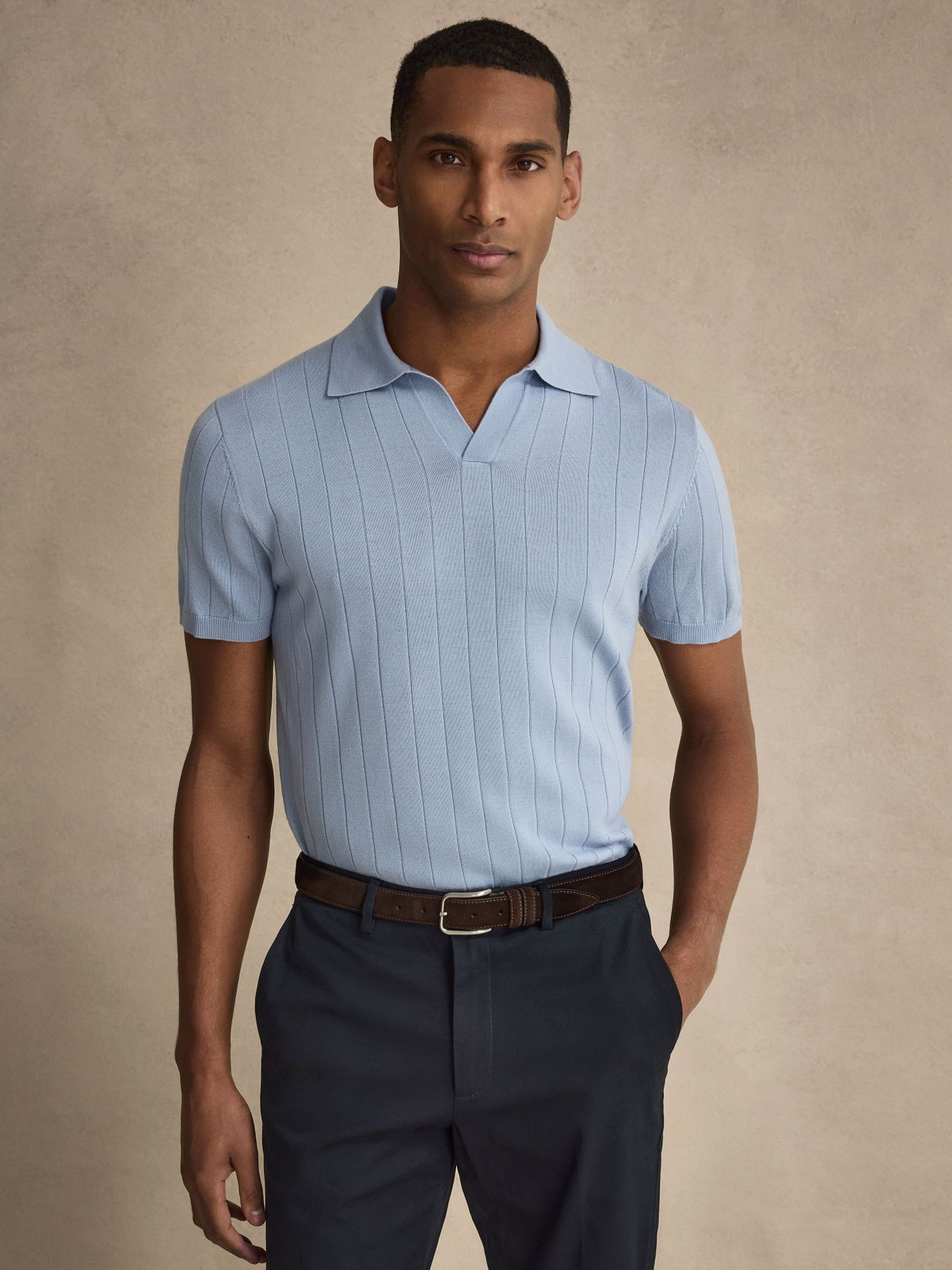 Light Blue Polo Shirt Slim Fit - Merino Wool - Buy online | John 