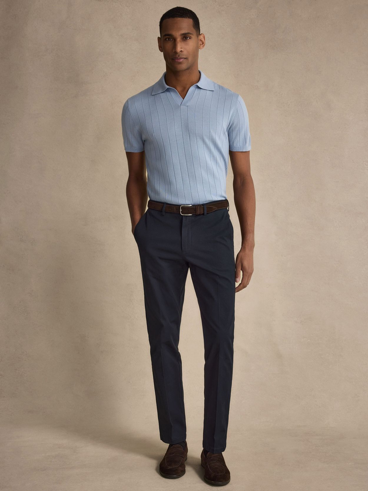 Light Blue Polo Shirt Slim Fit - Merino Wool - Buy online | John 