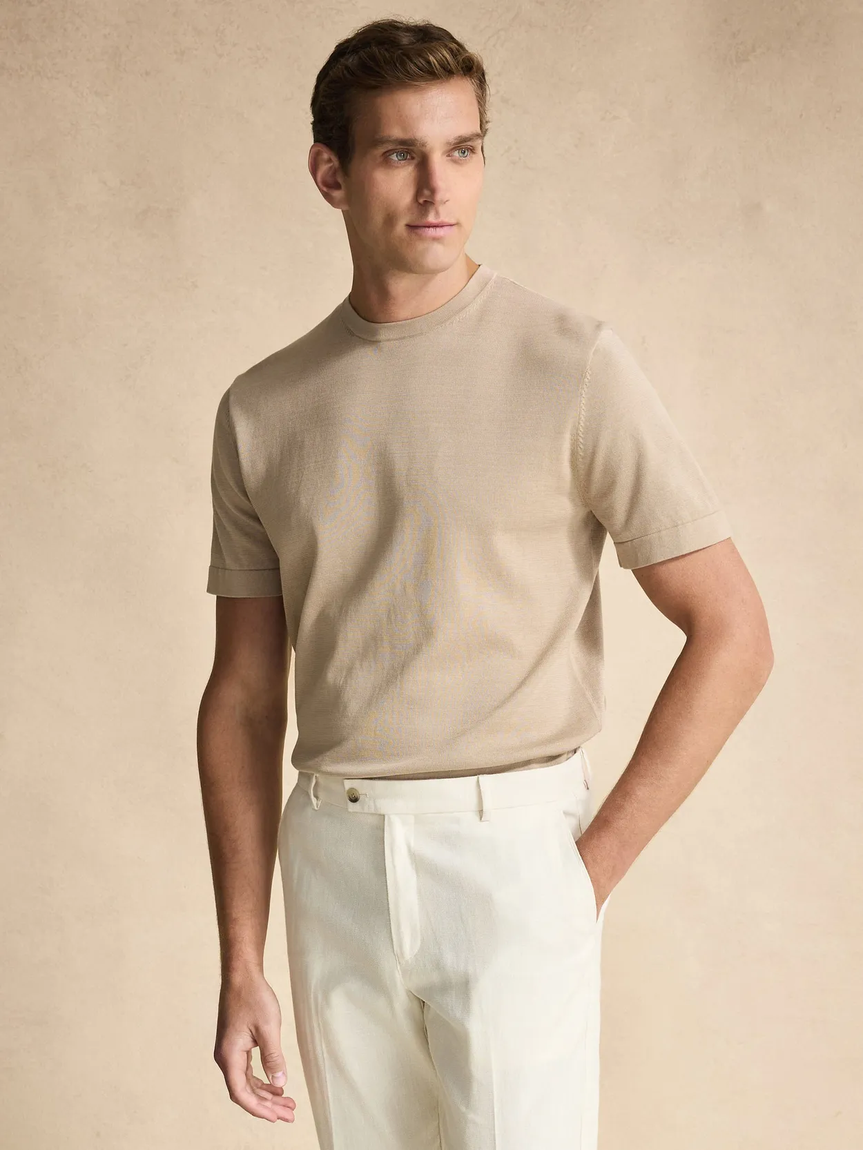 Beige T-shirt Silkeblanding