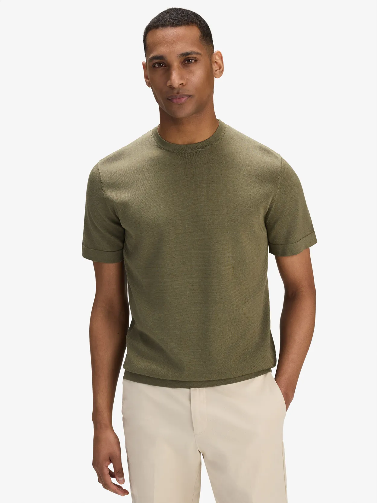 Green Cotton Silk Knitted T-shirt