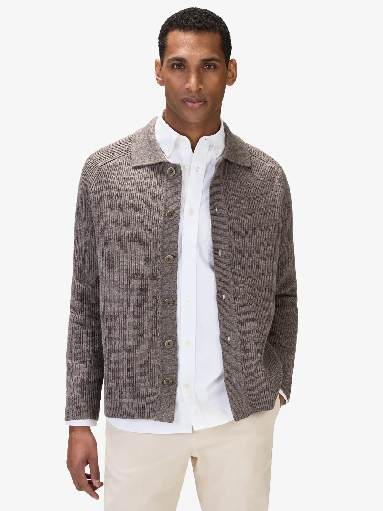 Cotton Rib Knitted Cardigan - Buy online | John Henric