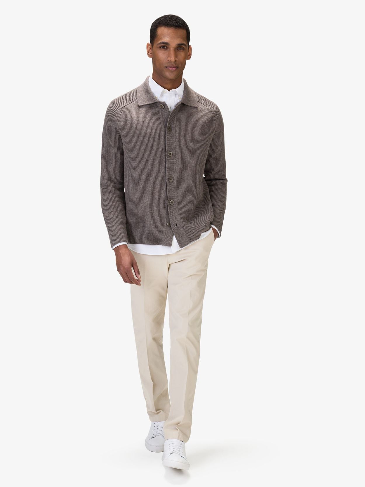 Cotton Rib Knitted Cardigan - Buy online | John Henric