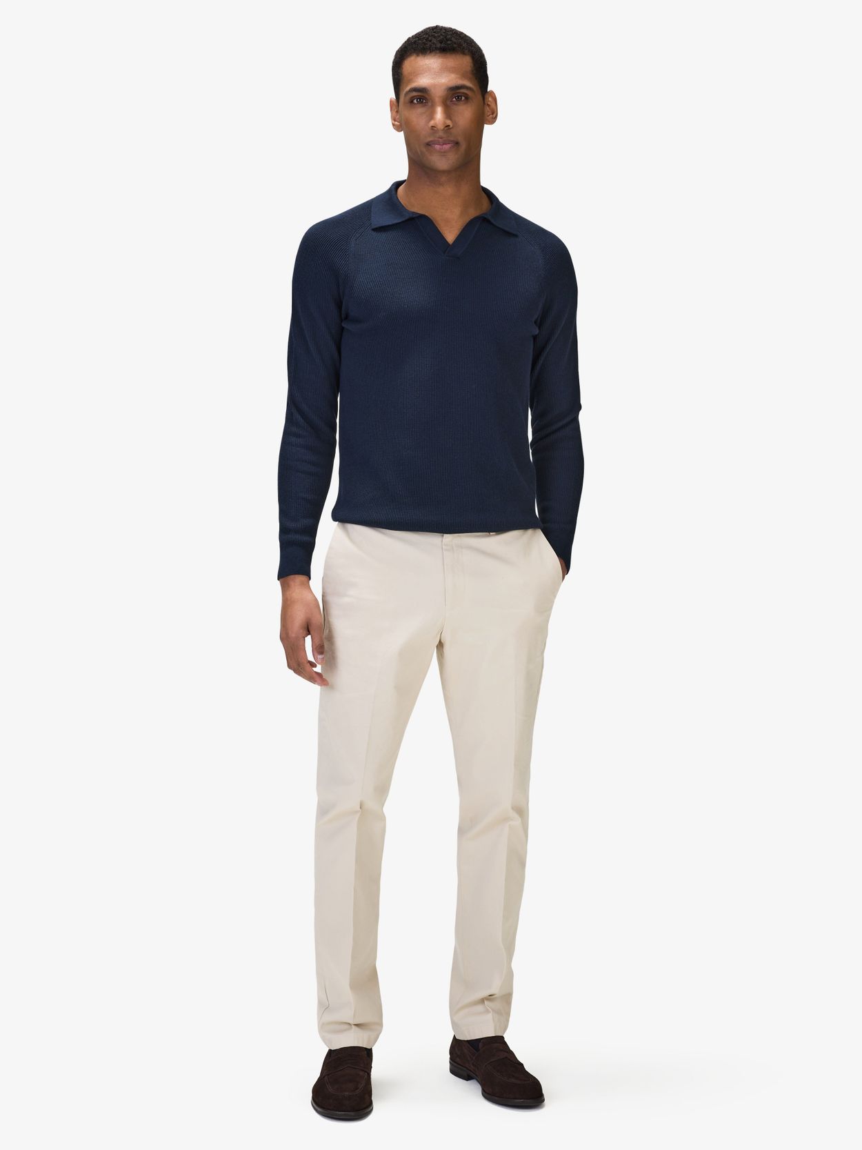 Cotton Rib Knitted Polo Sweater - Buy online | John Henric