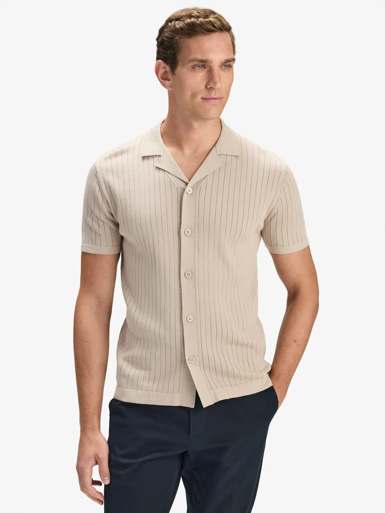 Men's Casual Rib Knit Short Sleeve T Shirts Crew Neck Basic