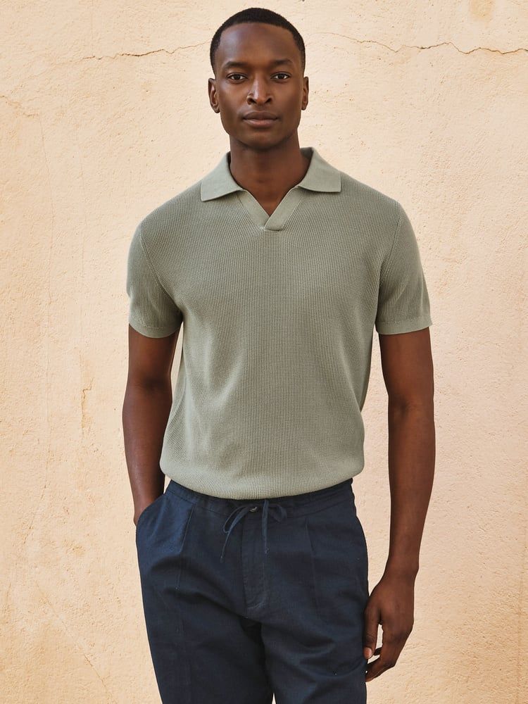 Green Polo Shirt Slim Fit - Merino Wool - Buy online | John Henric