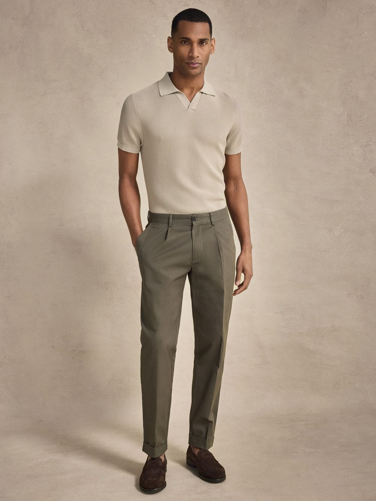 Beige Polo Shirt Regular Fit - Cotton V-Neck - Buy online | John Henric