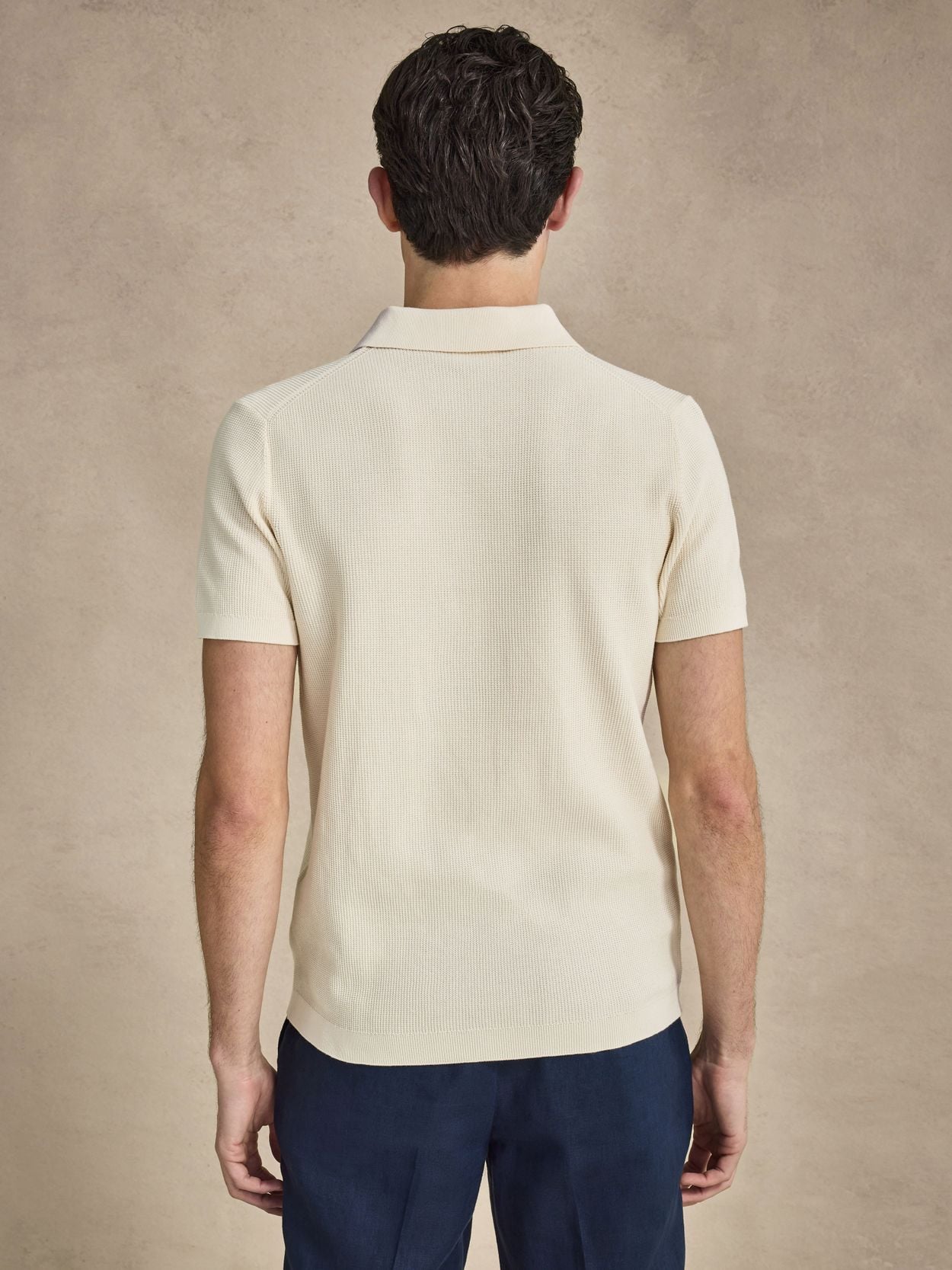 Cream White Polo Shirt Regular Fit - Cotton V-Neck - Buy online