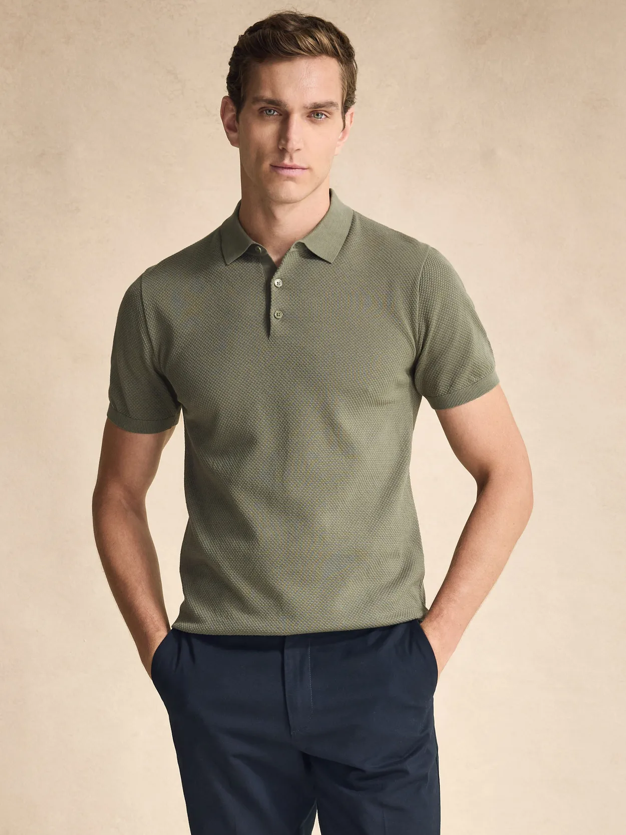 Green Knitted Cotton Polo