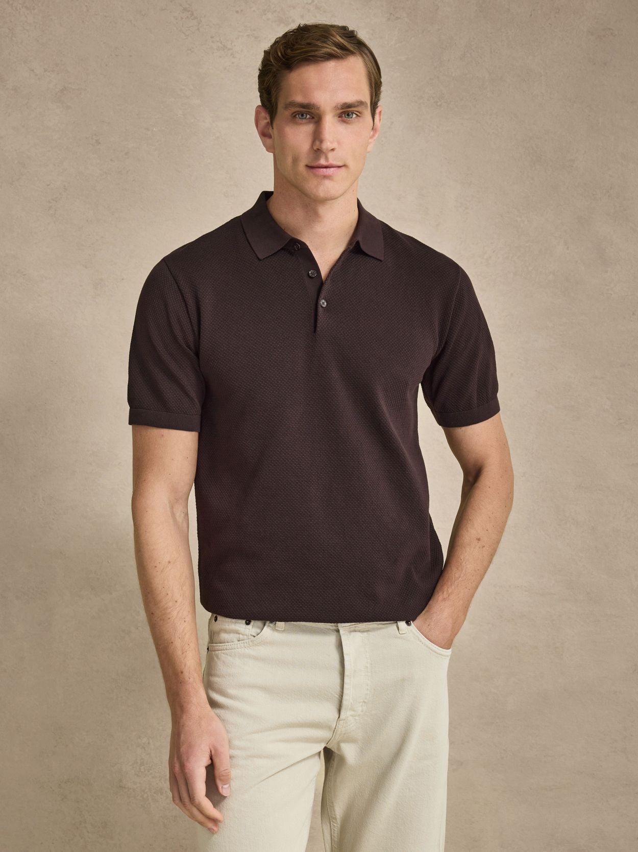 Dark Brown Polo Shirt - Cotton Classic Collar - Buy online | John Henric