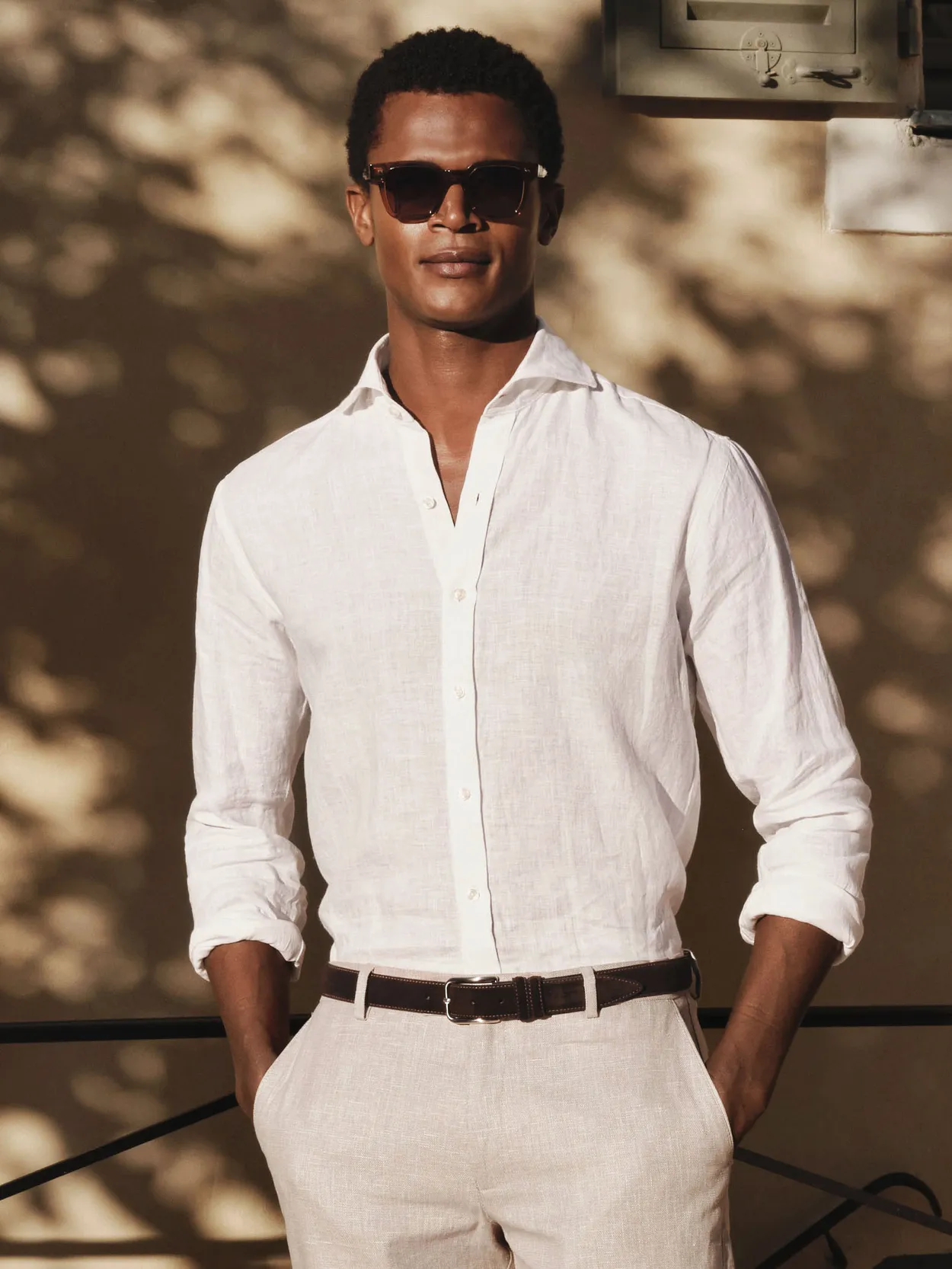 White Solid Smart Slim Fit Shirt Linen