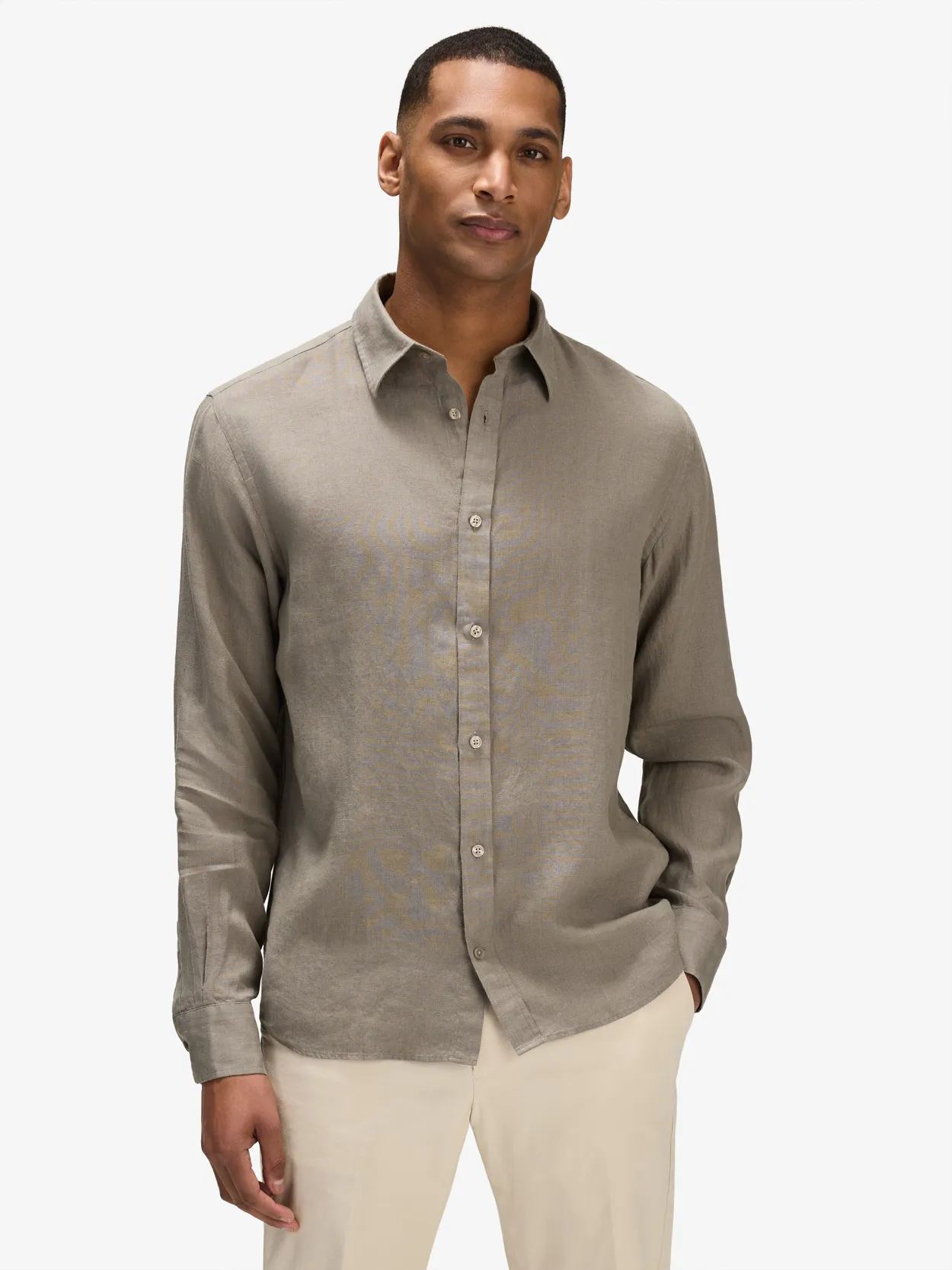 Green Solid Casual Fit Shirt Linen