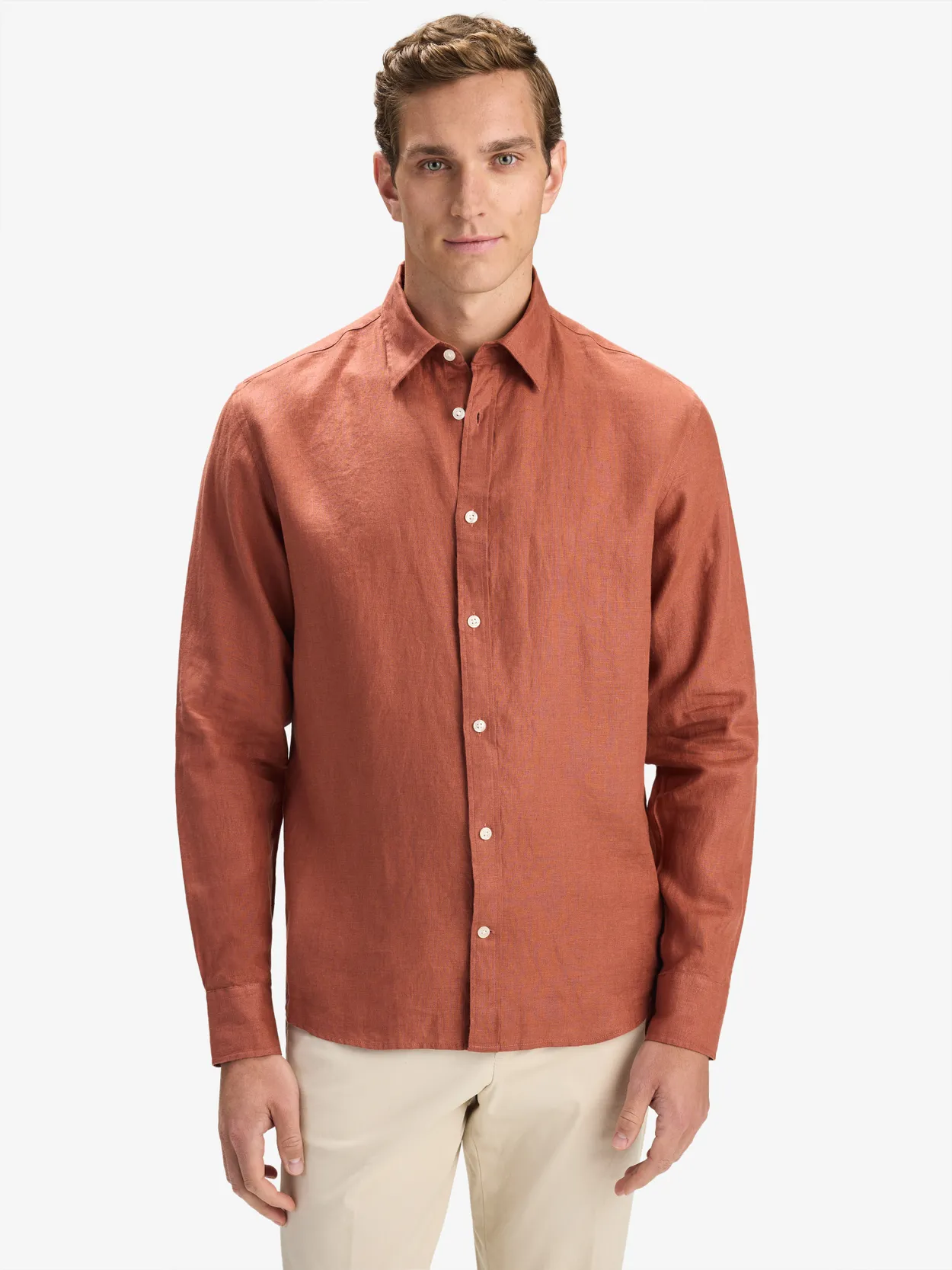 Terracotta Casual Fit Skjorte Hør