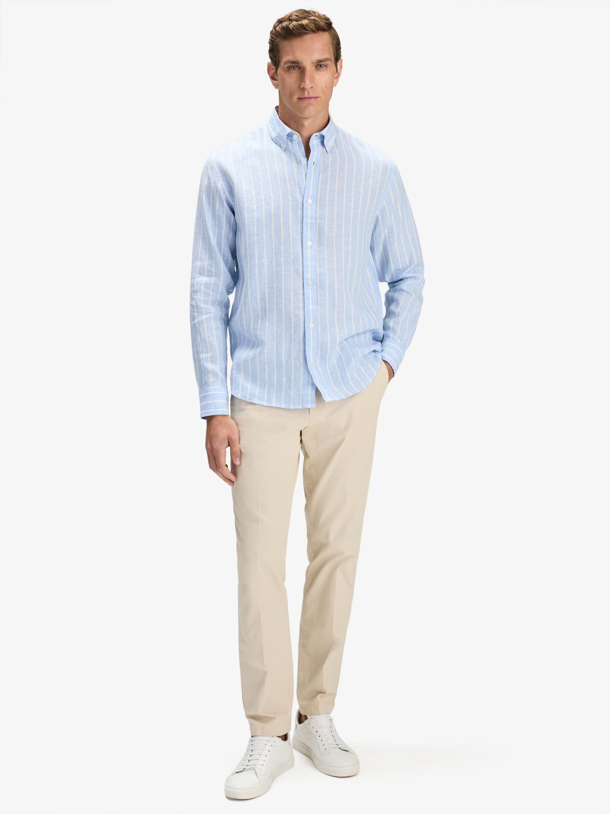 Striped Button Down Casual Fit Linen Shirt Buy online John Henric