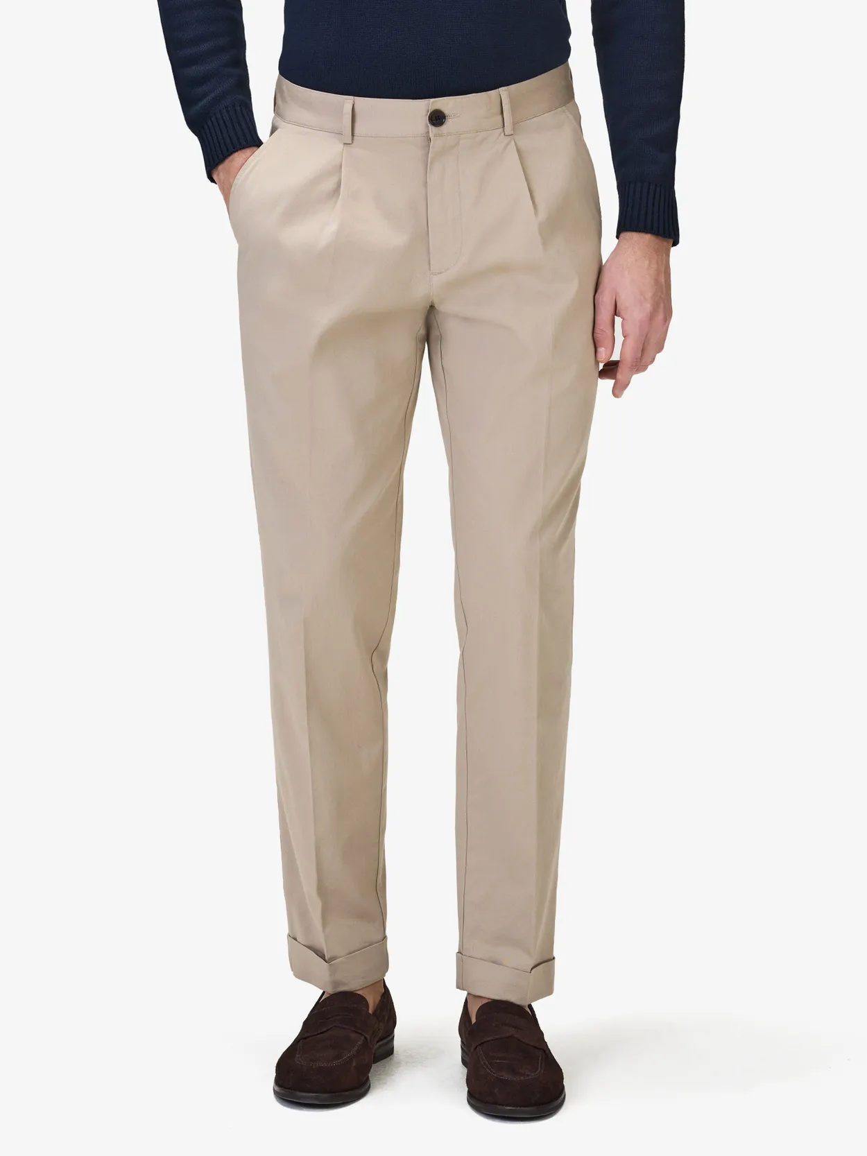 Cotton Solid Pleated Trousers - Buy online | John Henric