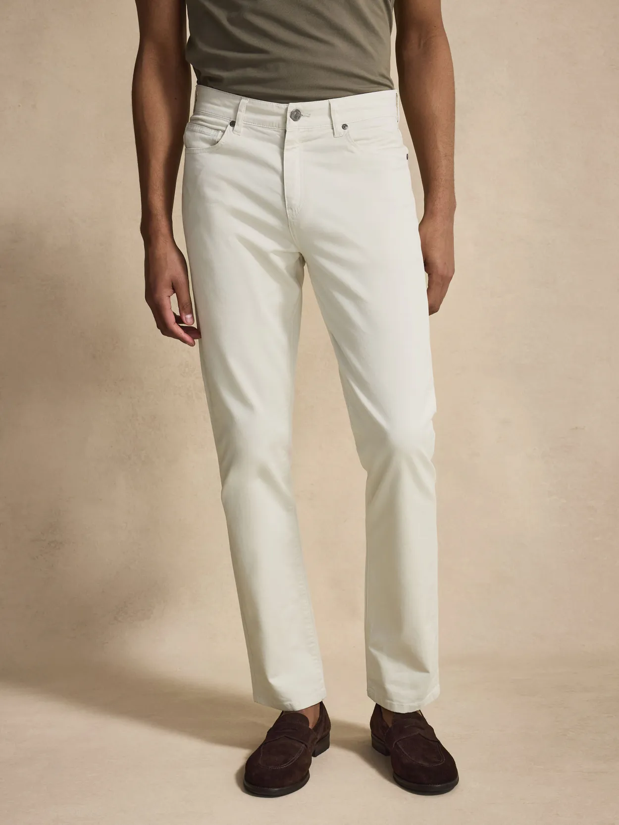 Off White Slim Fit Cotton Solid Trousers