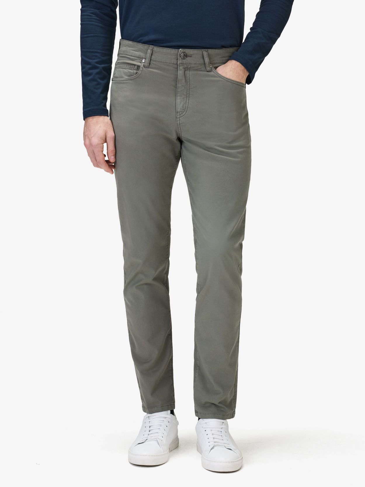 Light Green Slim Fit Cotton Solid Trousers