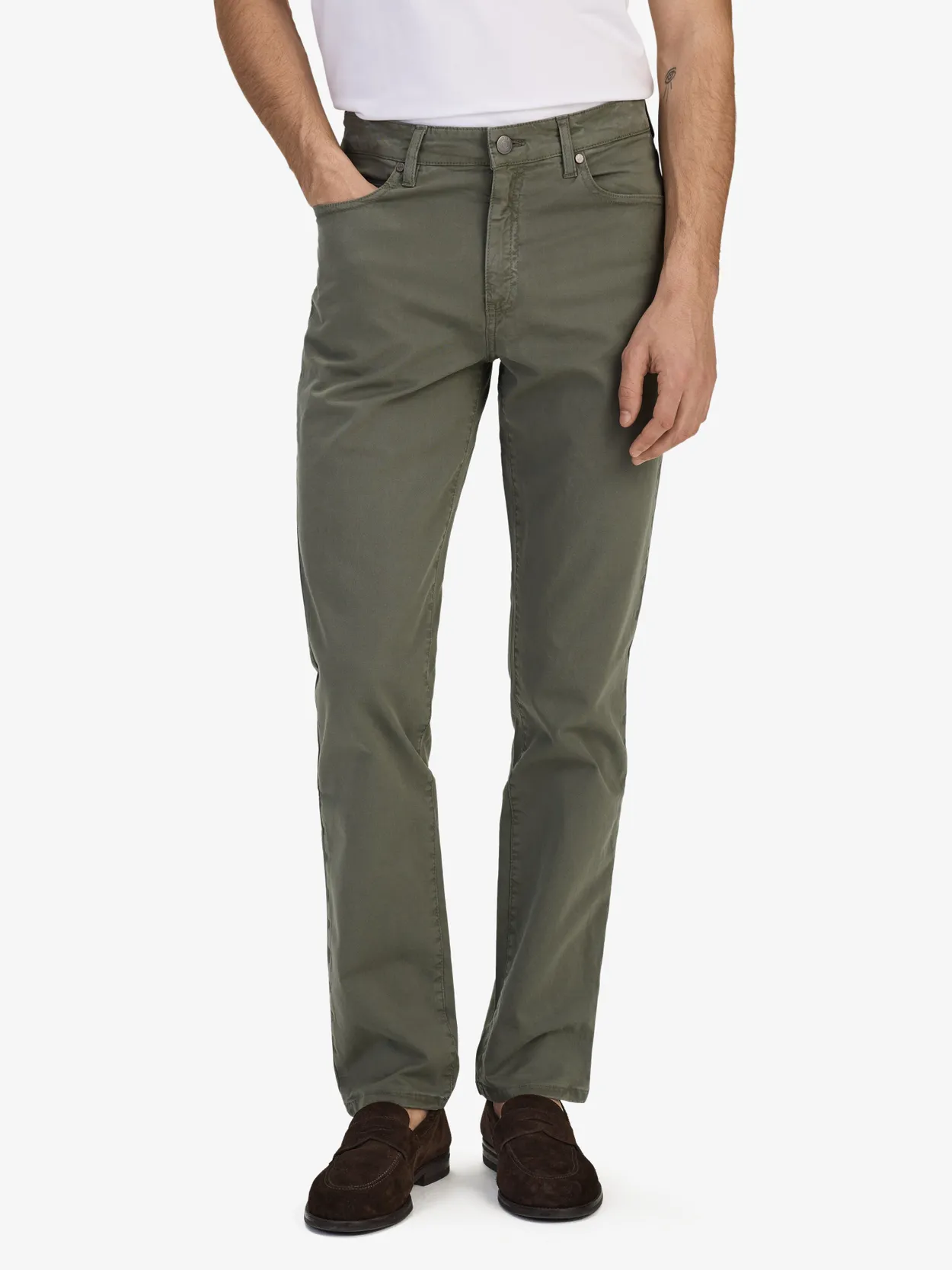 Green Slim Fit Cotton Solid Trousers