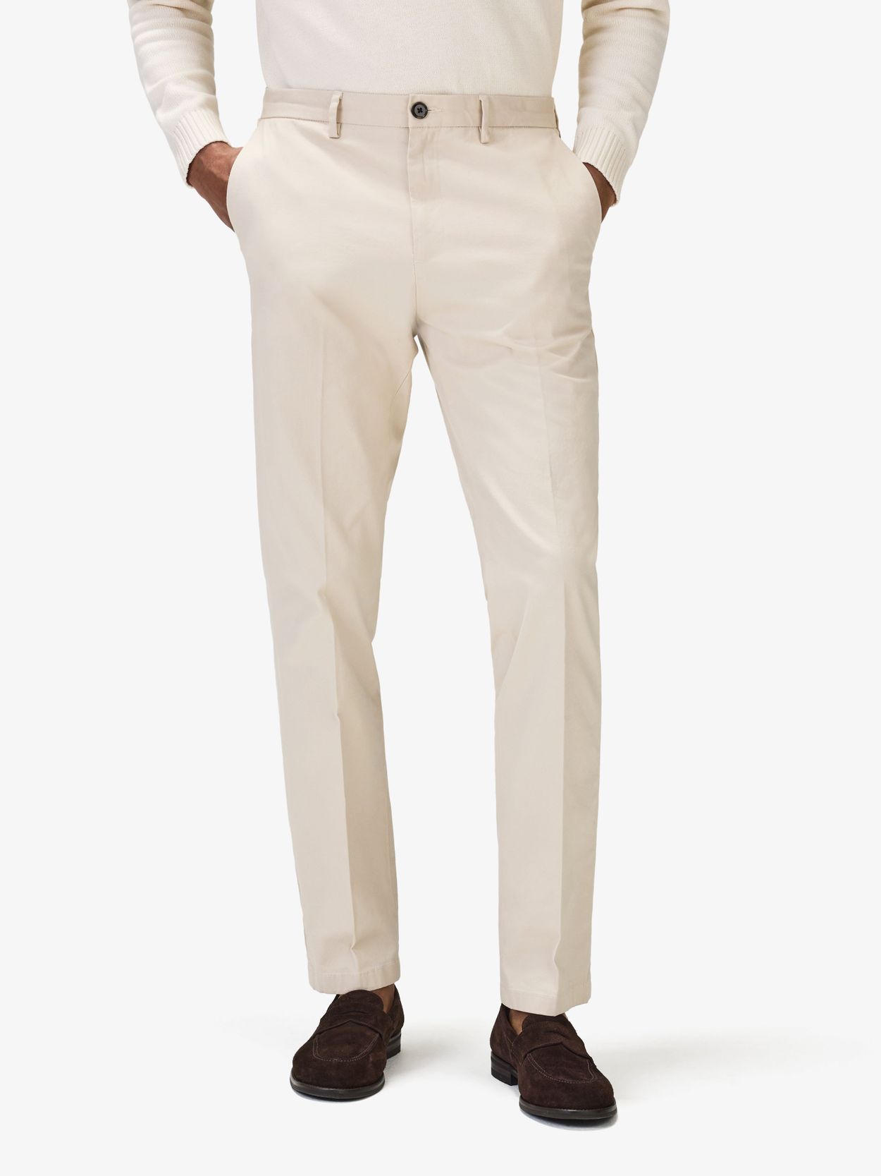 Sand Straight Leg Cotton Solid Chinos