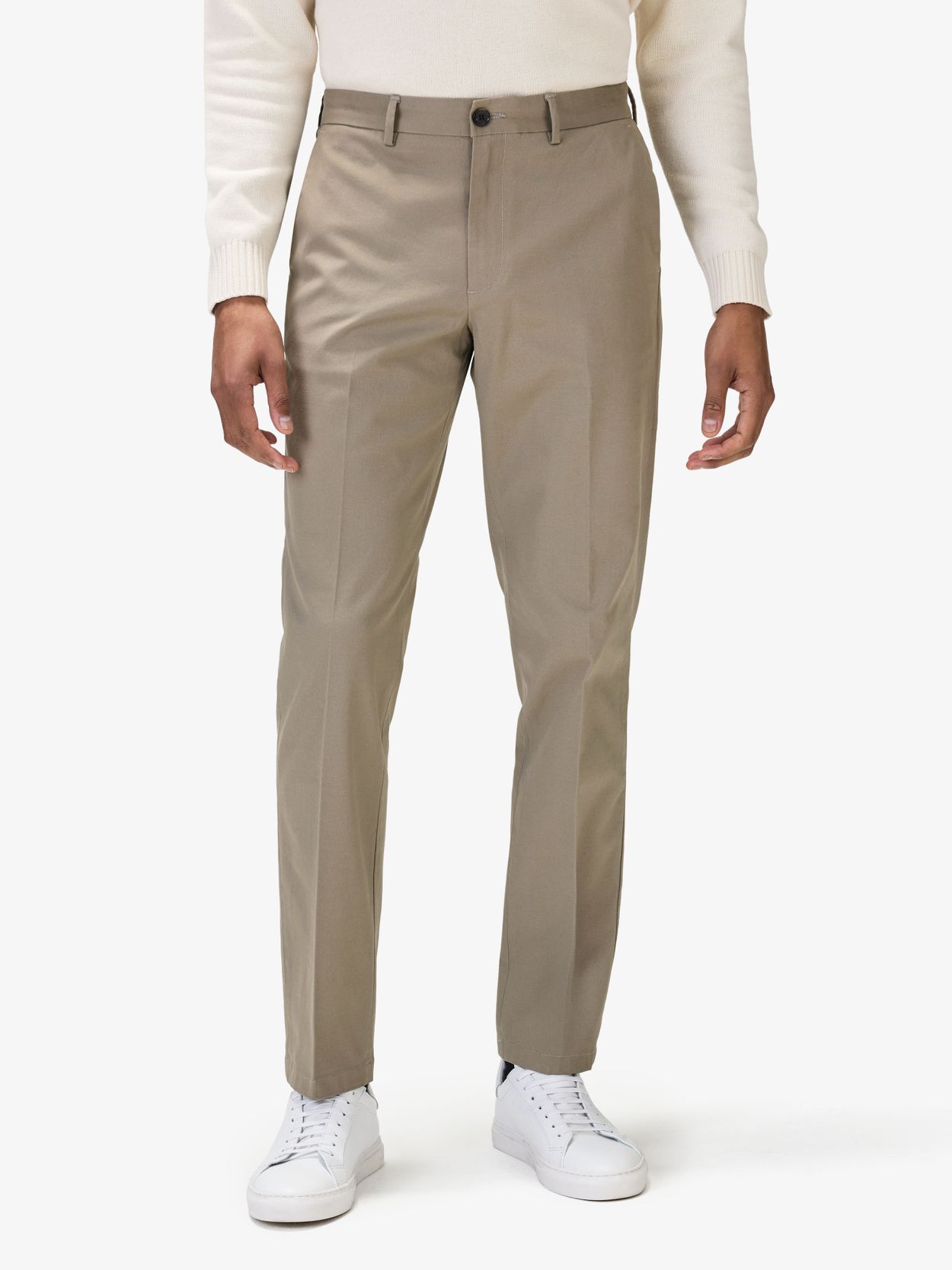 Taupe Straight Leg Cotton Solid Chinos