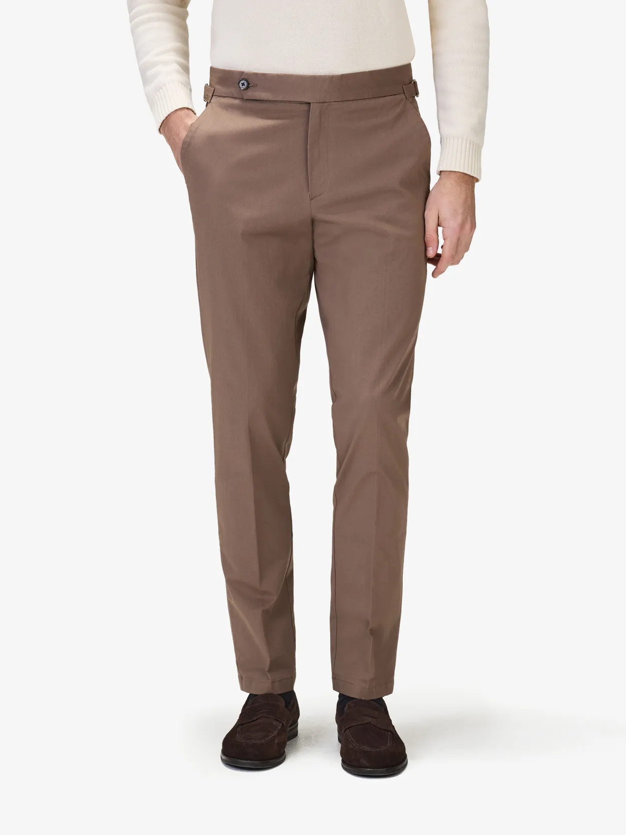 Taupe Cotton Solid Chinos