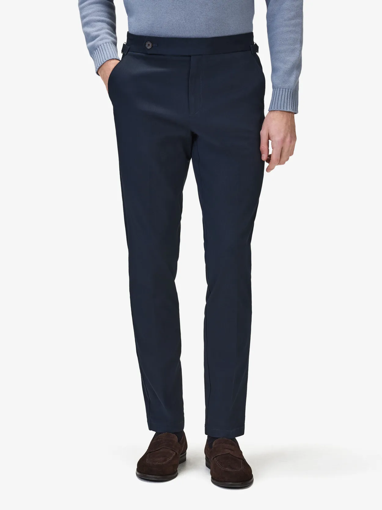 Navy Blue Cotton Solid Chinos