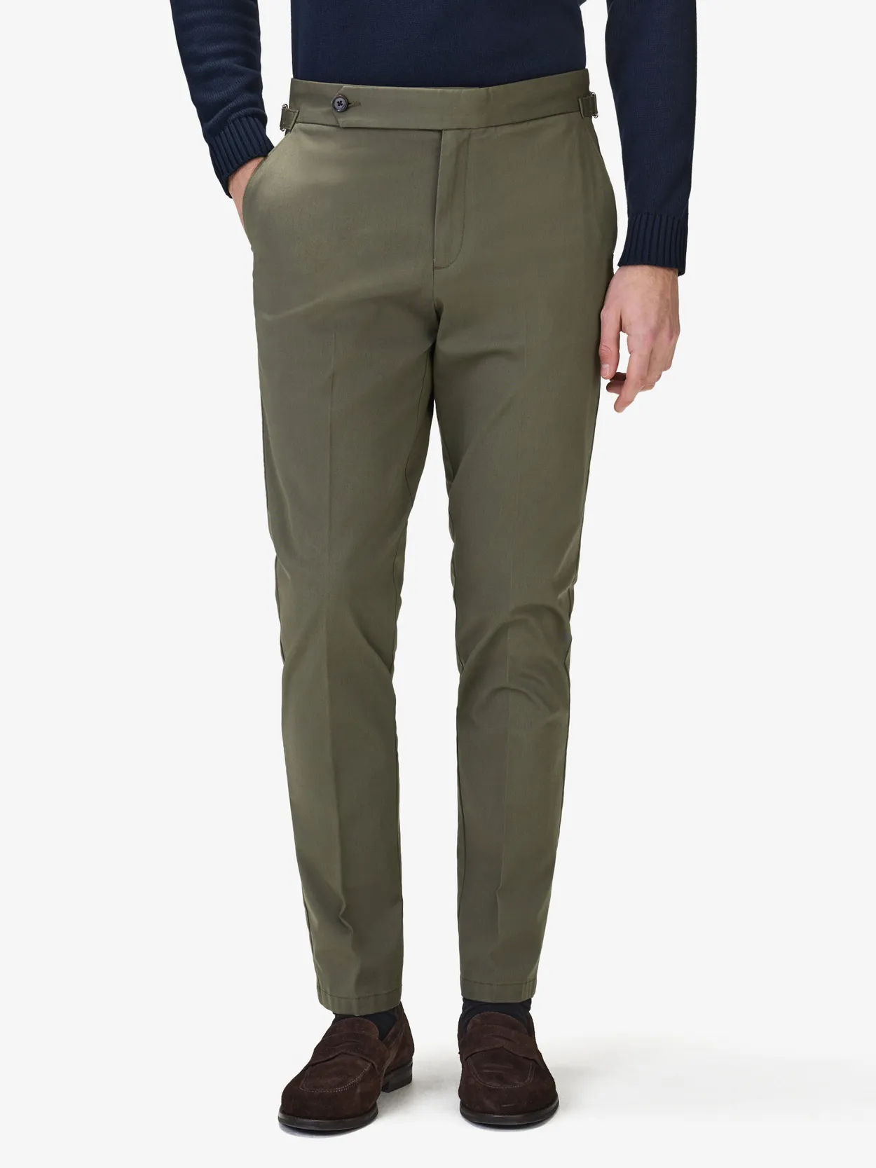 Green Cotton Solid Chinos