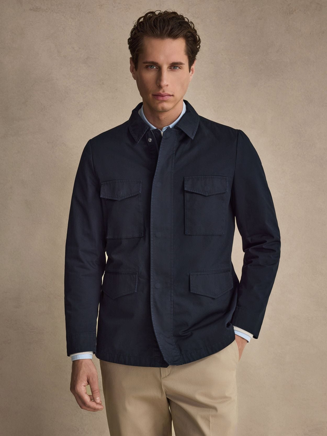 Navy Blue Jacket - Cotton - Buy online | John Henric