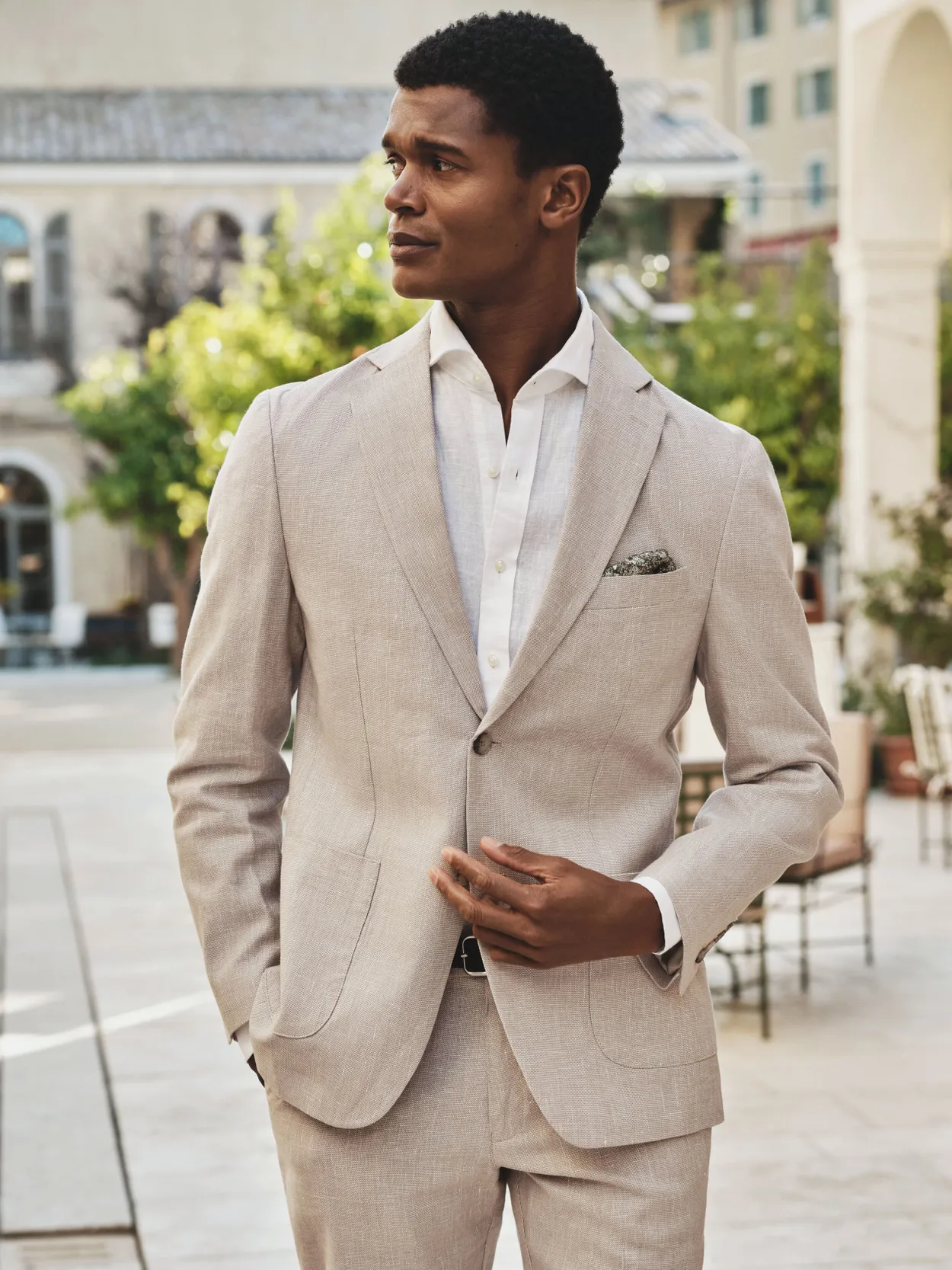 Beige Linen Cotton Blazer