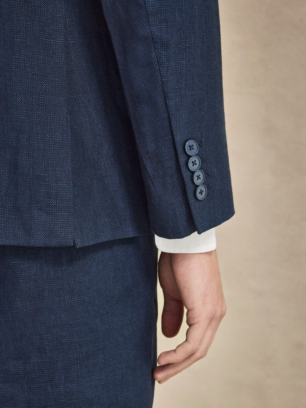 Navy Blue Linen Blazer - Linen Cotton Tailored Fit - Buy online
