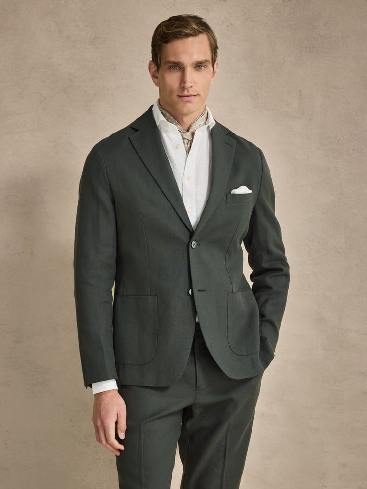 Dark Green Linen Blazer