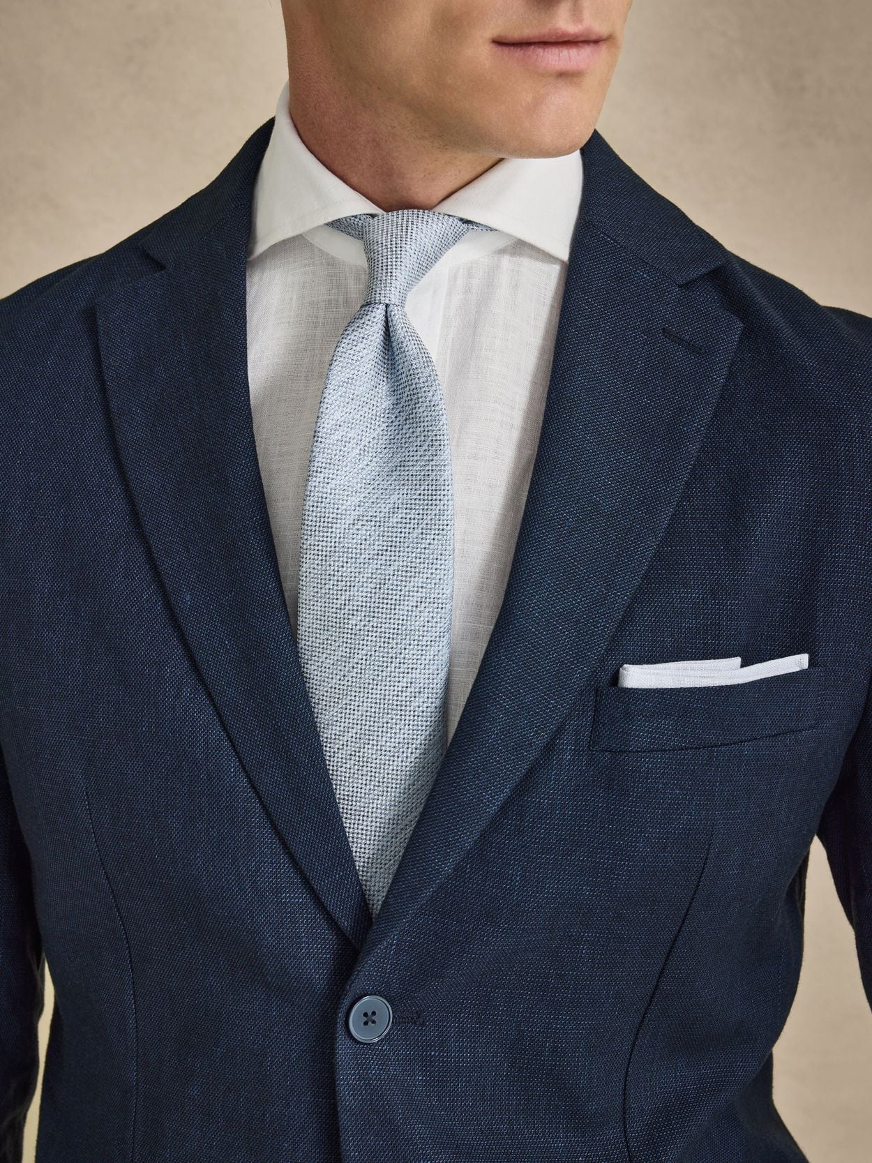Navy Blue Linen Blazer - Linen Cotton Tailored Fit - Buy online
