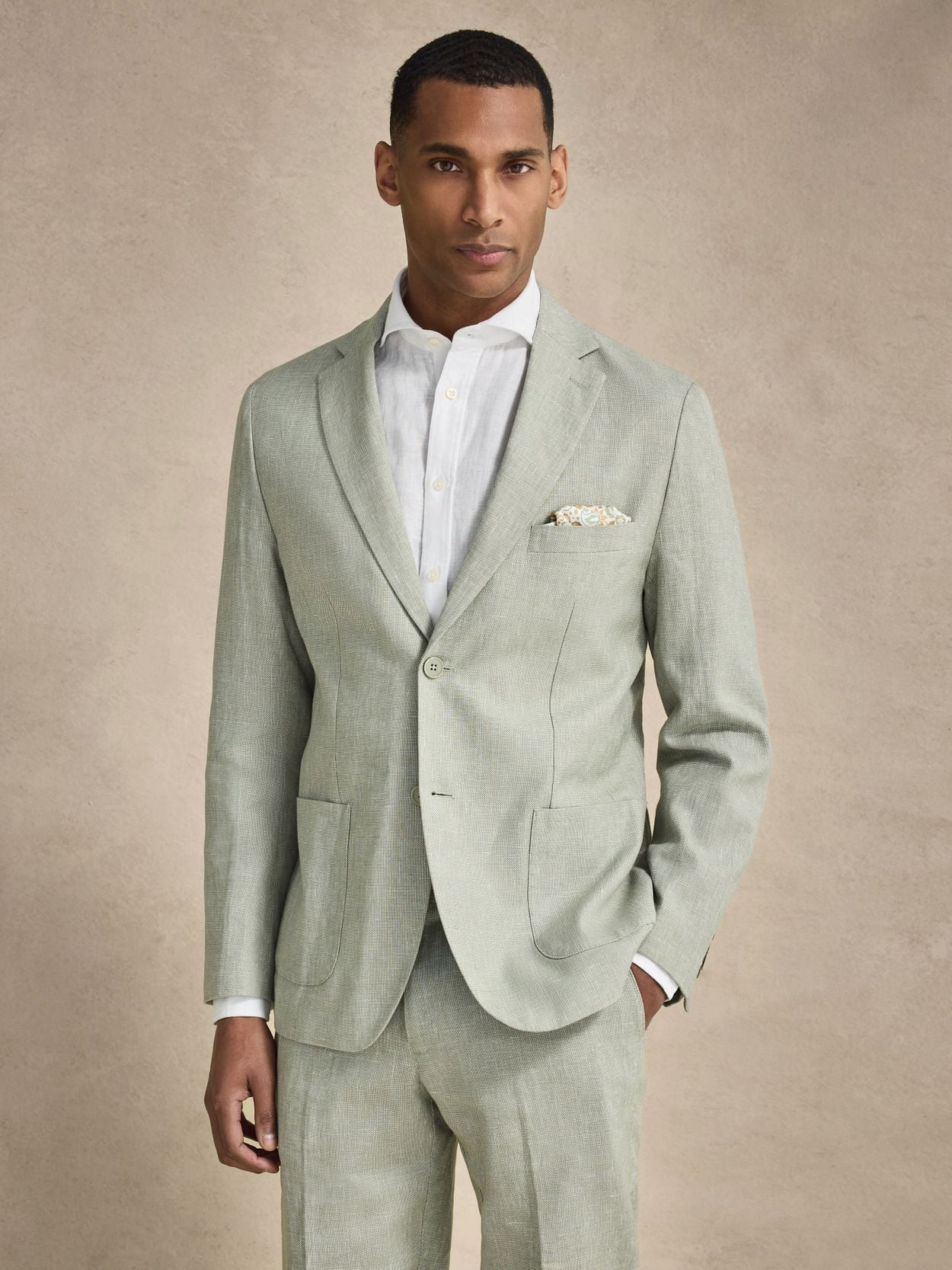 Green Linen Blazer - Linen Cotton Tailored Fit - Buy online | John Henric