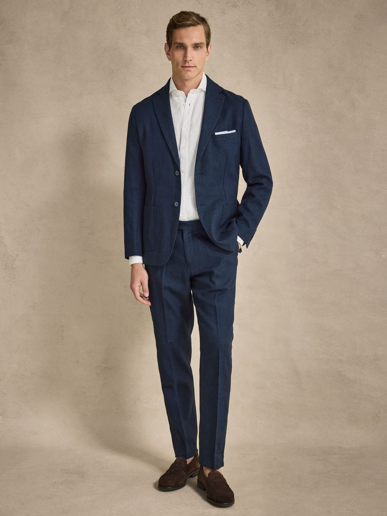 Navy Blue Linen Blazer - Linen Cotton Tailored Fit - Buy online | John  Henric