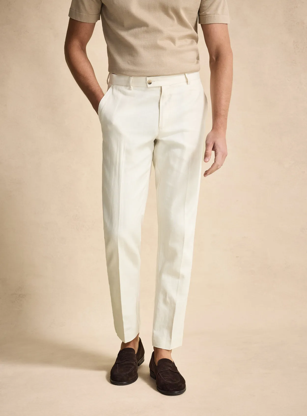 Sand Linen Cotton Trousers