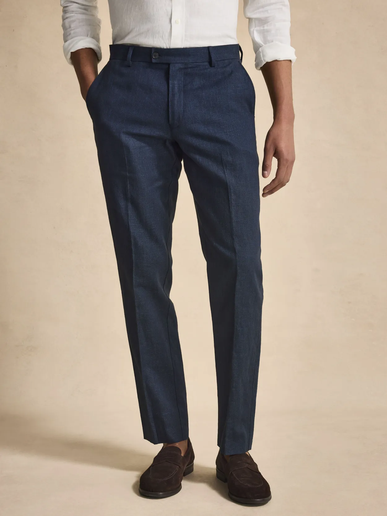 Navy Blue Linen Cotton Trousers