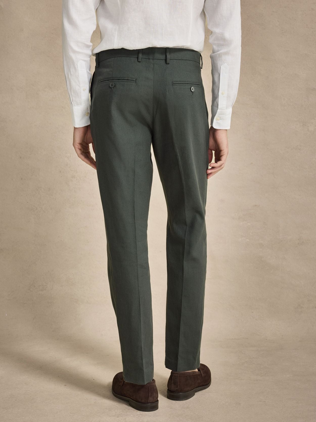 green emerald velvet dress Loro Piana Ortiz Wool Silk Linen Pants – StudioSuits main image 0