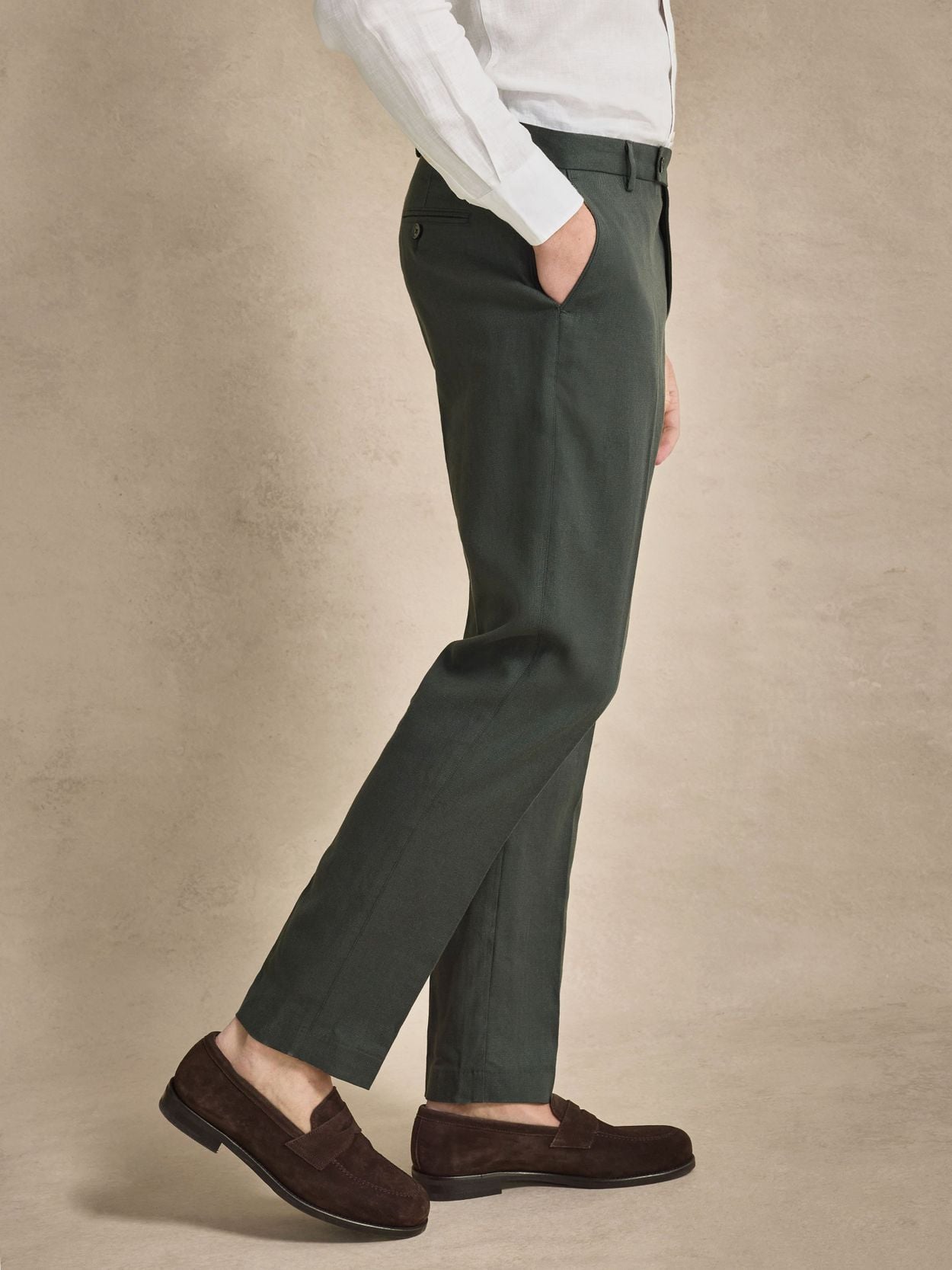 Dark Green Linen Trousers - Linen Cotton Tailored Fit - Buy online | John  Henric
