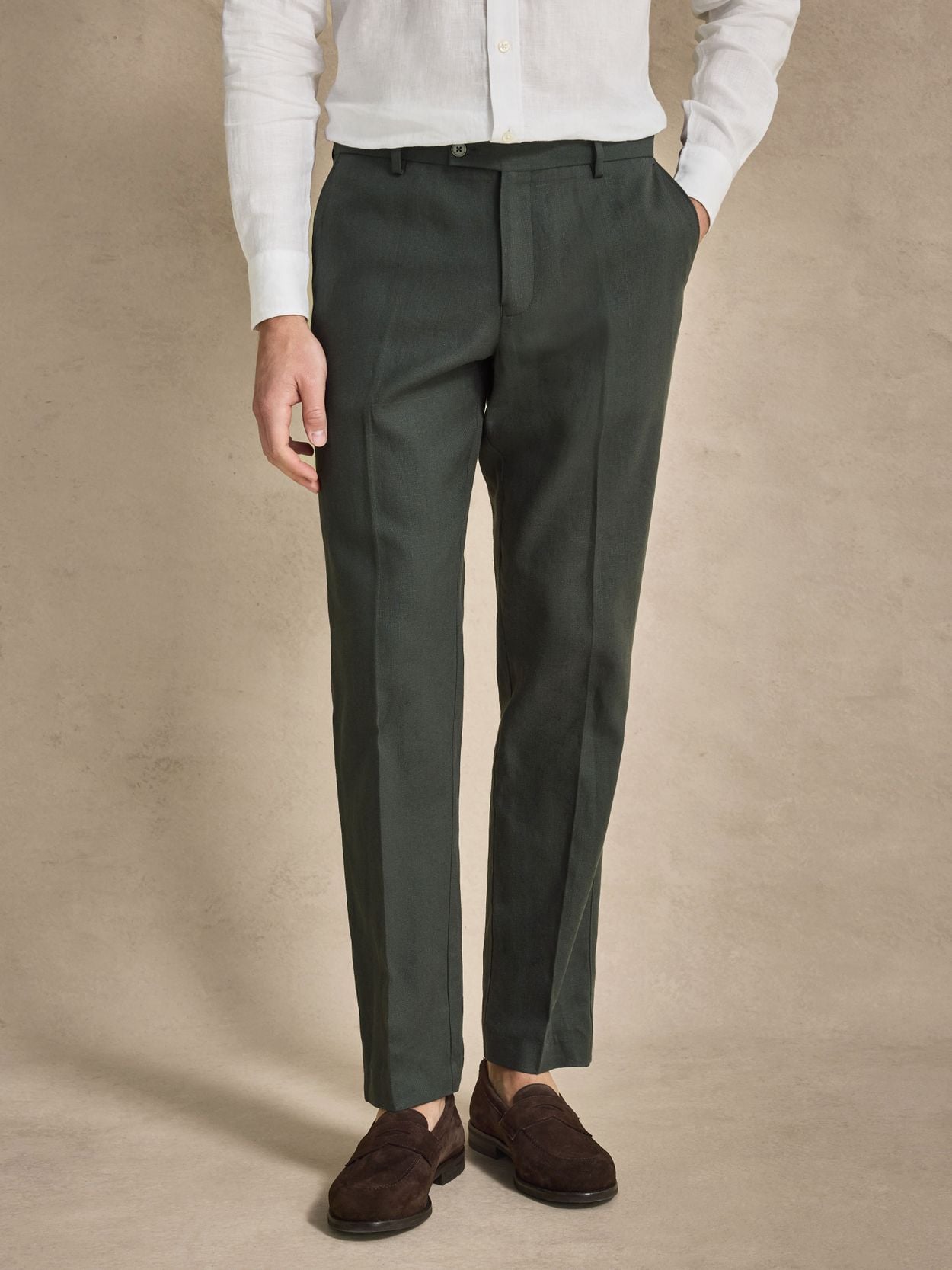 sea green summer dress Aesido Business Casual 2 Piece Olive Green Peak Lapel Men's Suit (Blazer+Pants) Olive Green / 42R main image 0