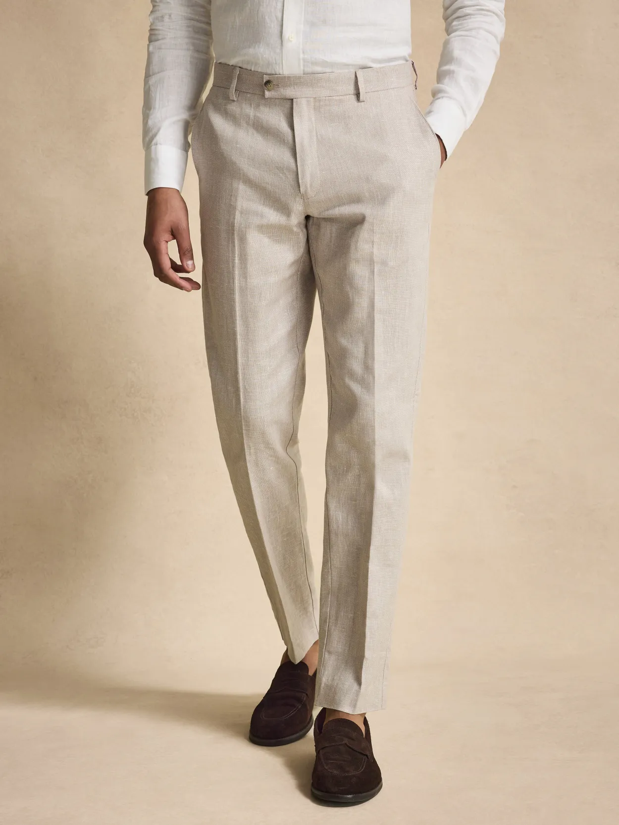 Beige Linen Cotton Trousers