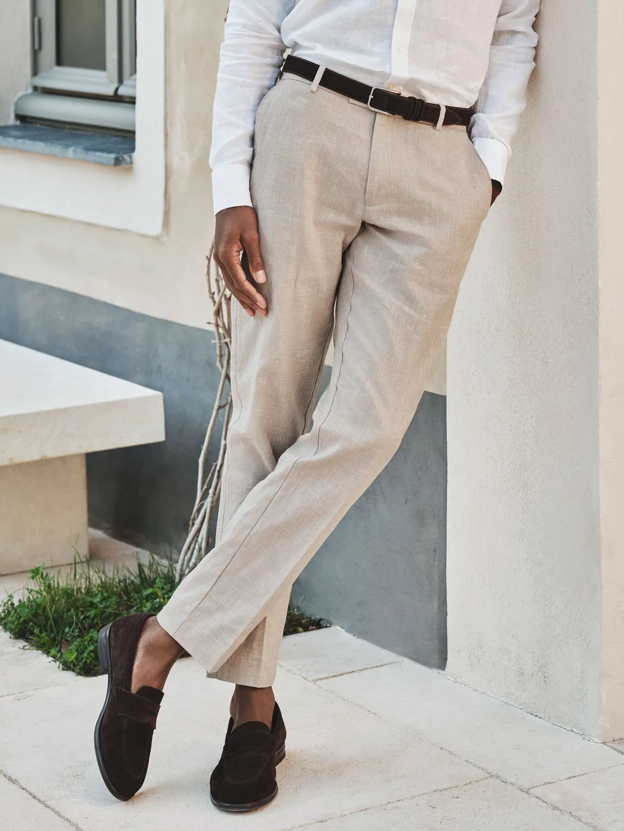 Pantalon En Lin Coton Beige