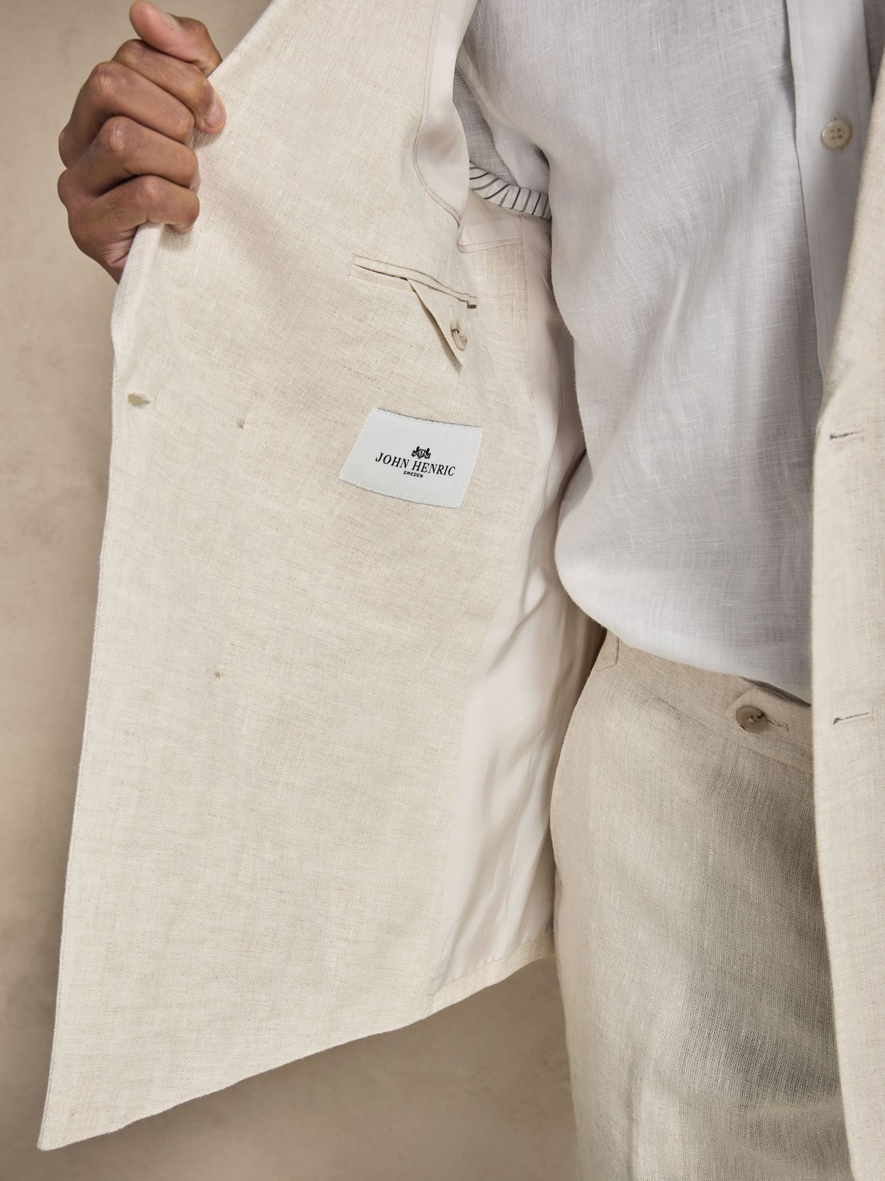 Sand Double-Breasted Blazer Tailored Fit - Linen Tailored Fit