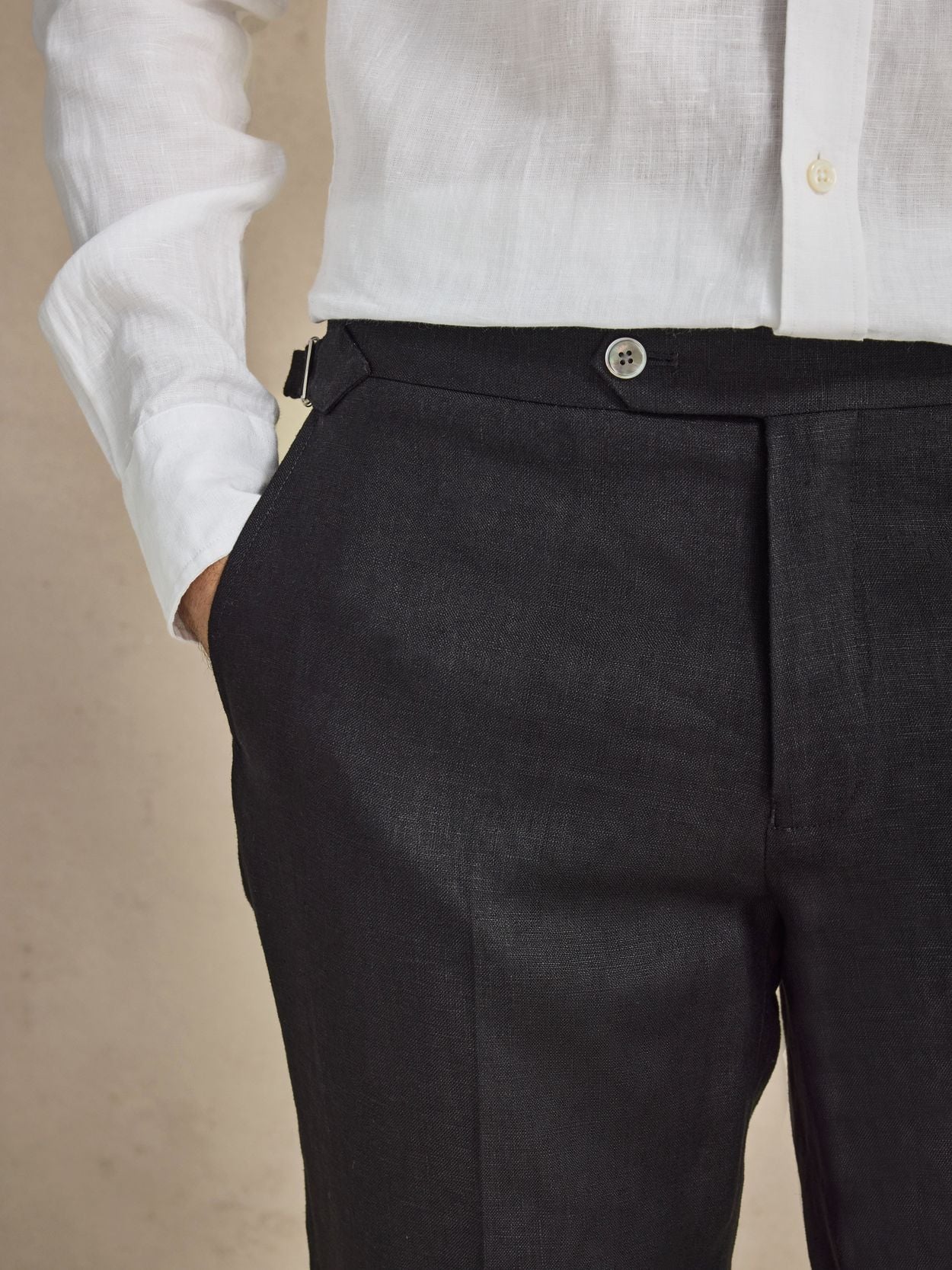 Black Linen Trousers - Linen Tailored Fit - Buy online | John Henric