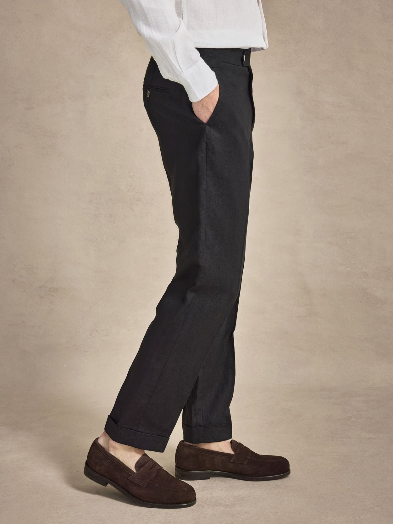 Black Linen Trousers - Linen Tailored Fit - Buy online | John Henric