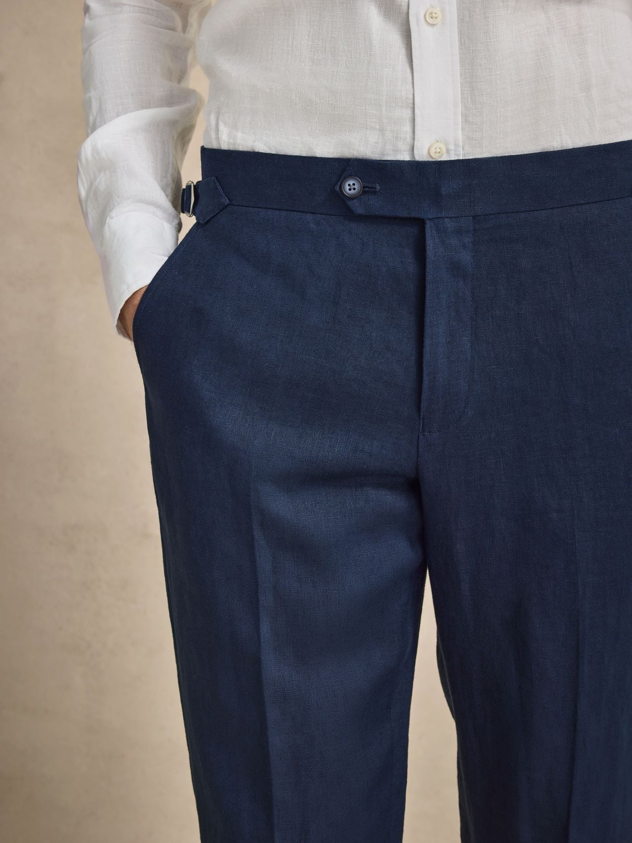 chinese dress ladies Westbourne Crop Linen Pants-Navy main image 1