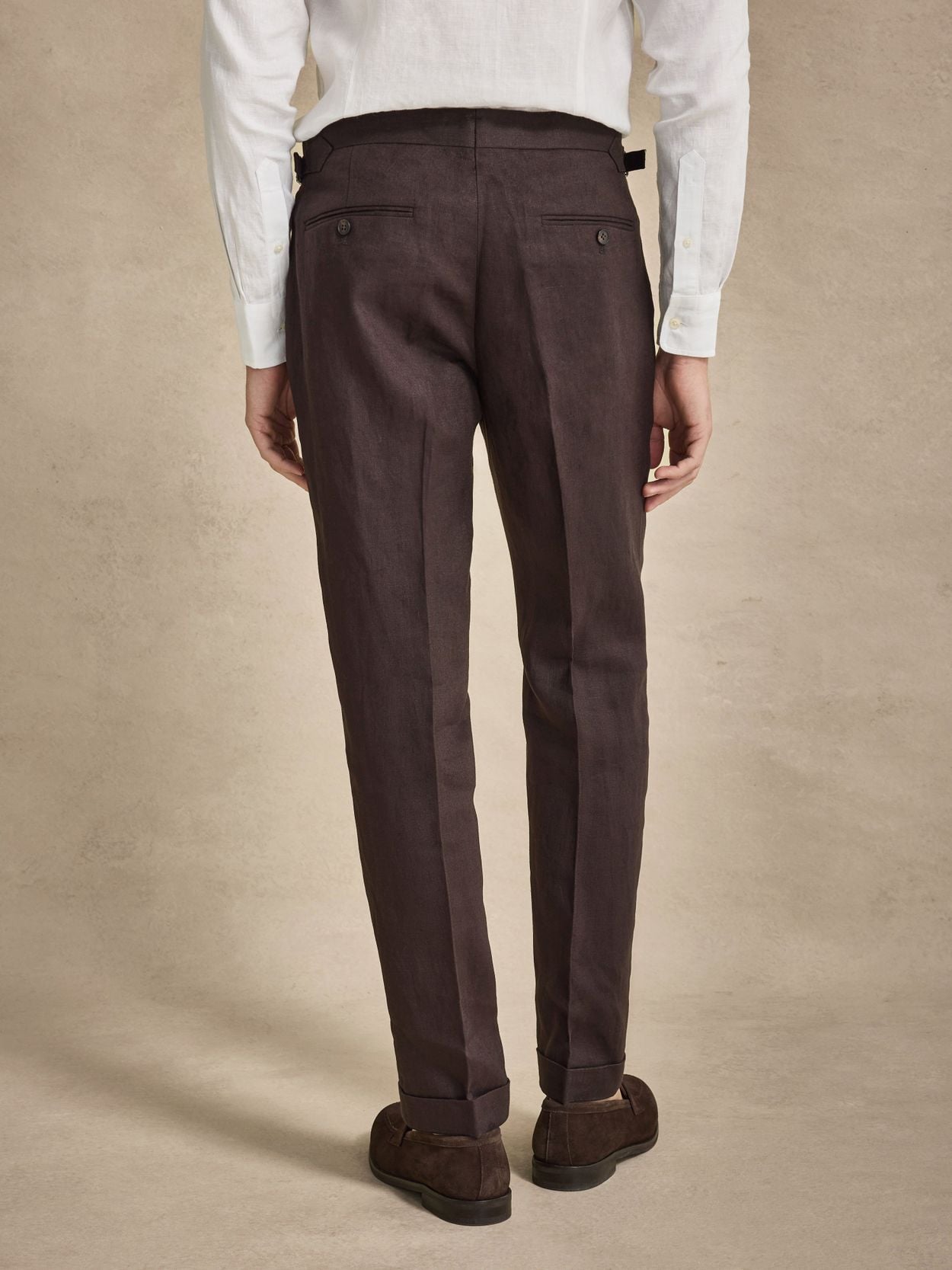 Dark Brown Linen Trousers - Linen Tailored Fit - Buy online