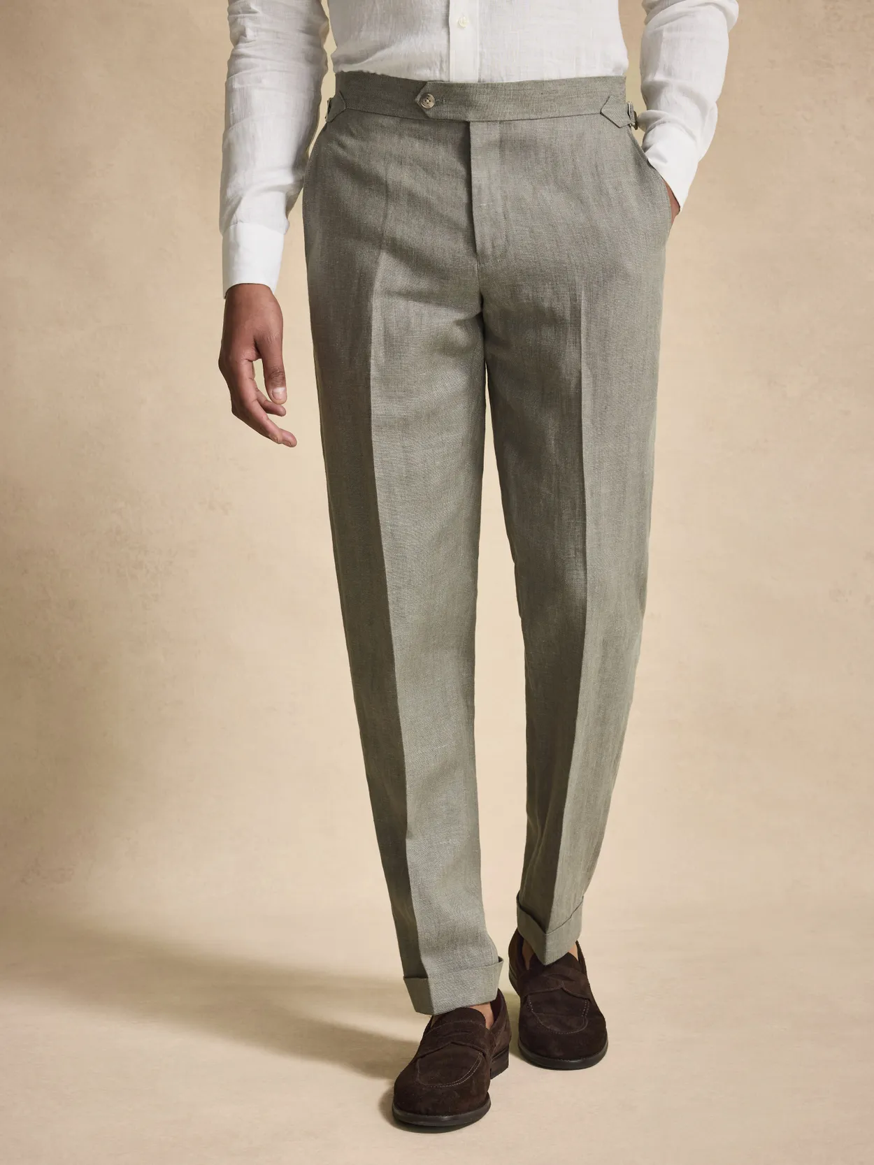 Green Suit Trousers Linen