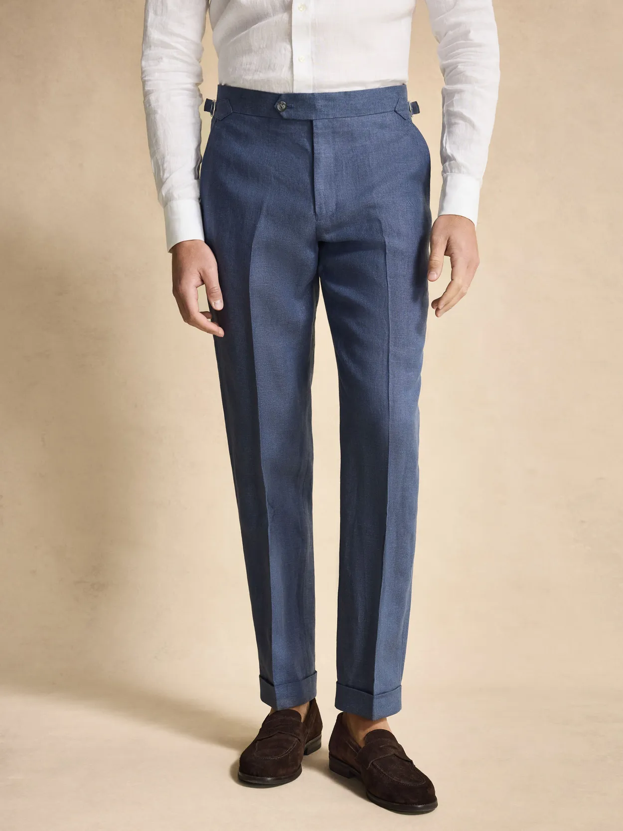 Pantalon de Costume Bleu Lin