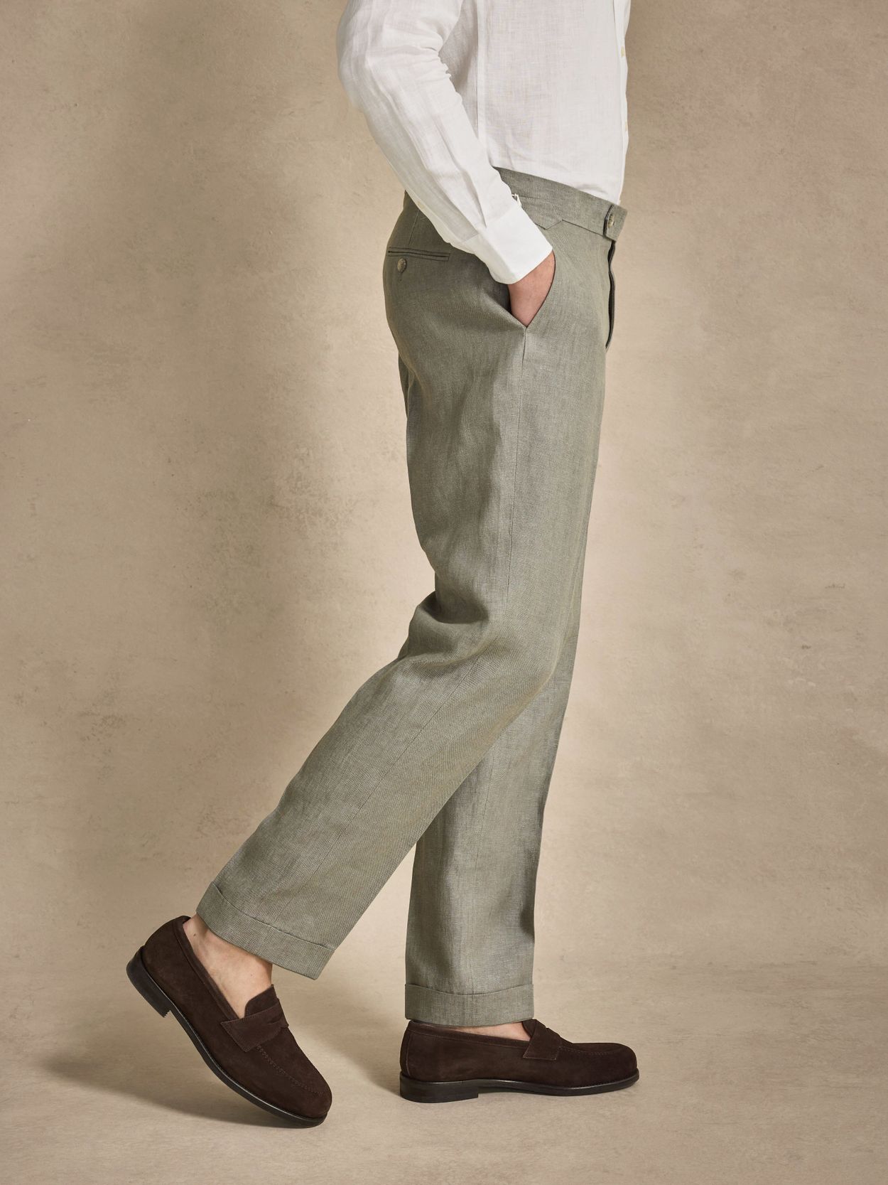 Green Linen Trousers - Linen Tailored Fit - Buy online | John Henric